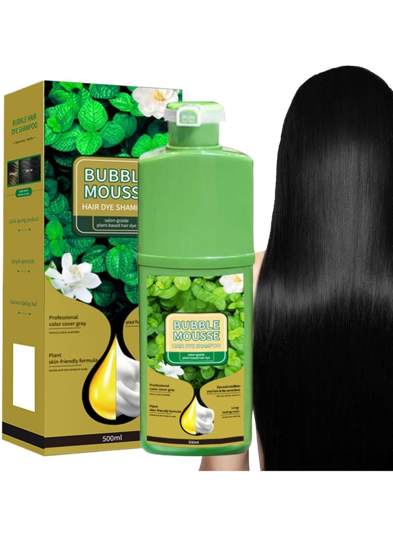 Bubble Mousse Shampoo, Natural Hair Mousse with Plant Dye Formula, Durable, Vegetable Foam Hair Dye, Fast Acting, Hair Dye, Bubble Hair Dye, Hair Dye Black 500ml - Image 1